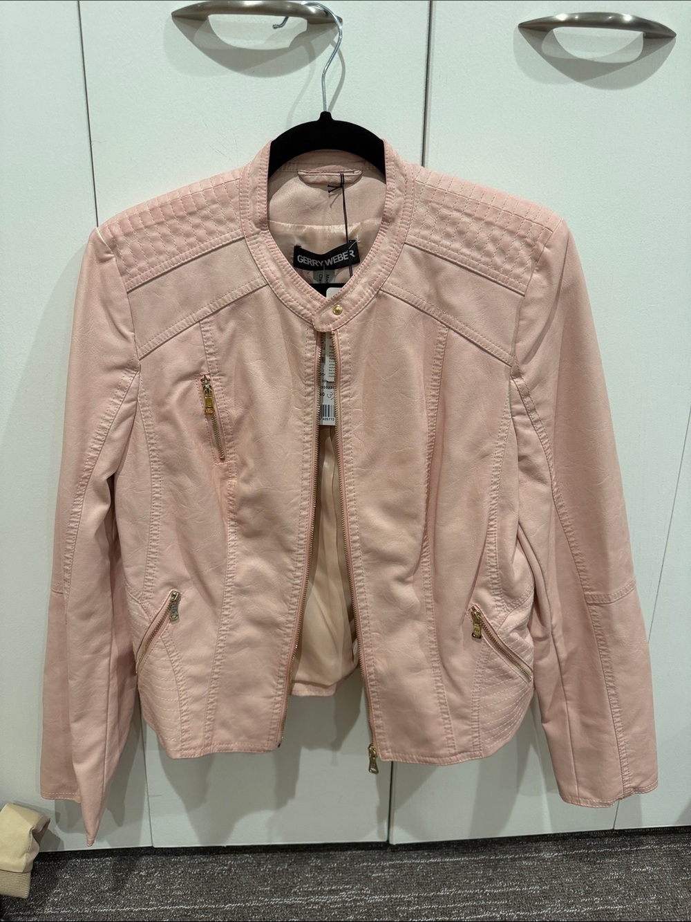 Gerry Weber Soft Pink Quilted Shoulder Moto Jacket